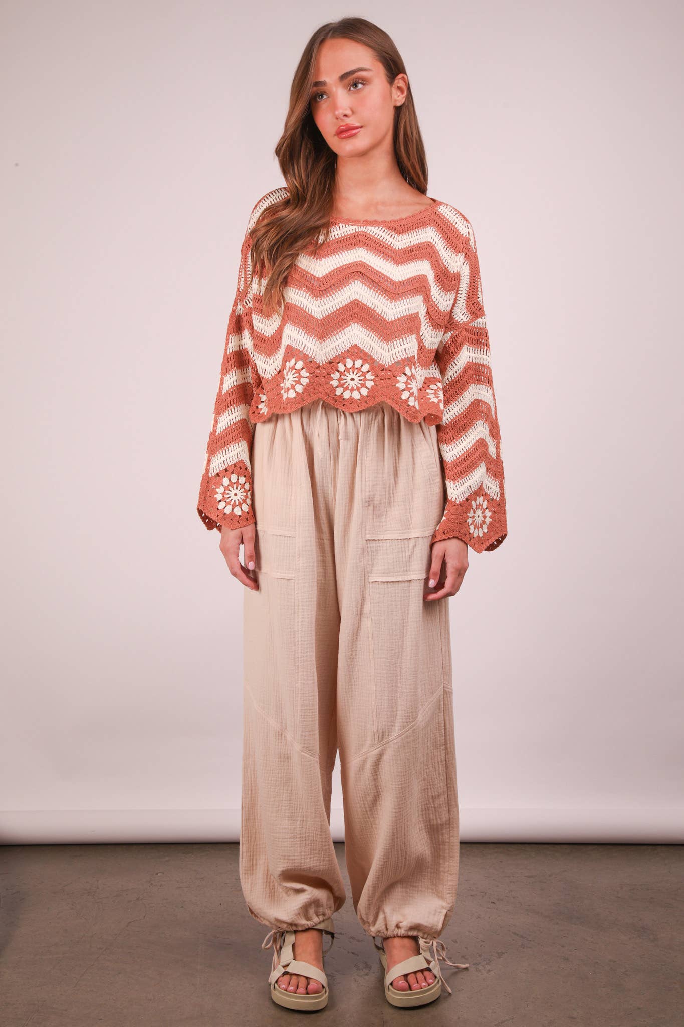 VERY J - Vendita all'ingrosso Pantalone - Donna - NP70803-Pantaloni a Gamba Larga in Garza Solida11