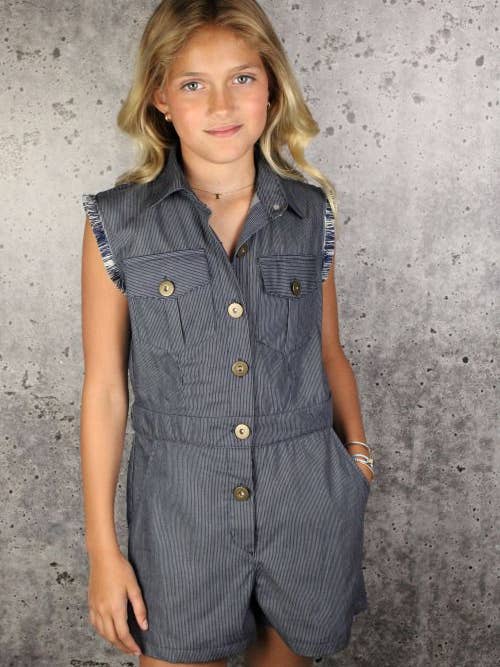 Combinaison à Rayures en Denim 233002 pour la vente par If So