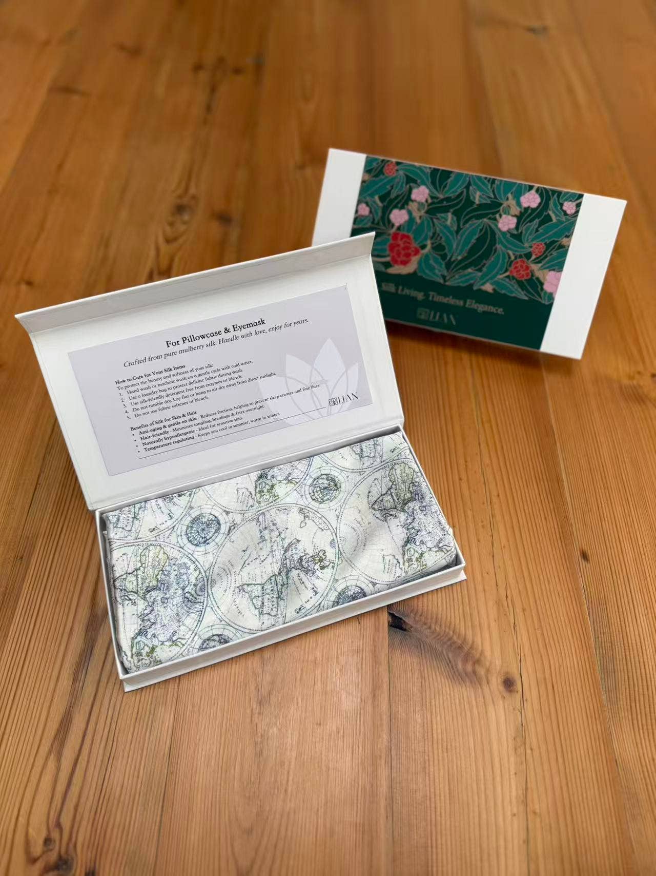 Lian Collection – wholesale Bedding pillowcase/sham – World Map Silk Pillowcase – 22 Momme Mulberry Silk 8