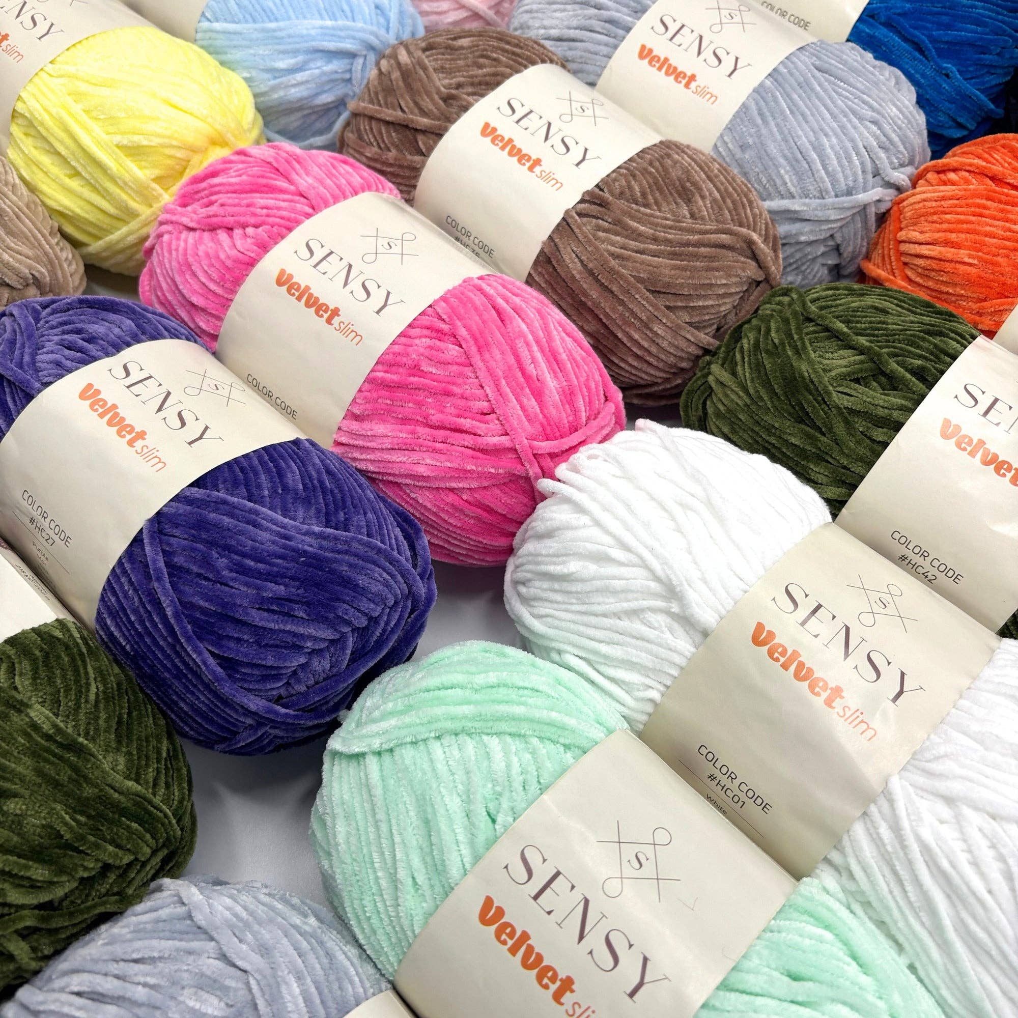 Sensy - Wholesale Yarn - Sensy Velvet Slim Yarn, Amigurumi Yarn, 3.5 oz, 218 Yards, Gauge 3 Light36
