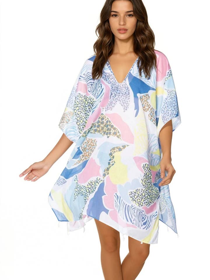 Wild Habitat V-Neck Dress in Blue for wholesale by Subtle Luxury