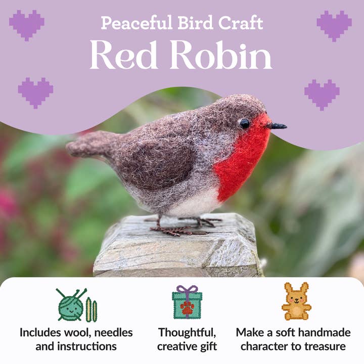 The Crafty Kit Company – wholesale Craft sewing kit – British Birds Red Robin Needle Felting Craft Kit1