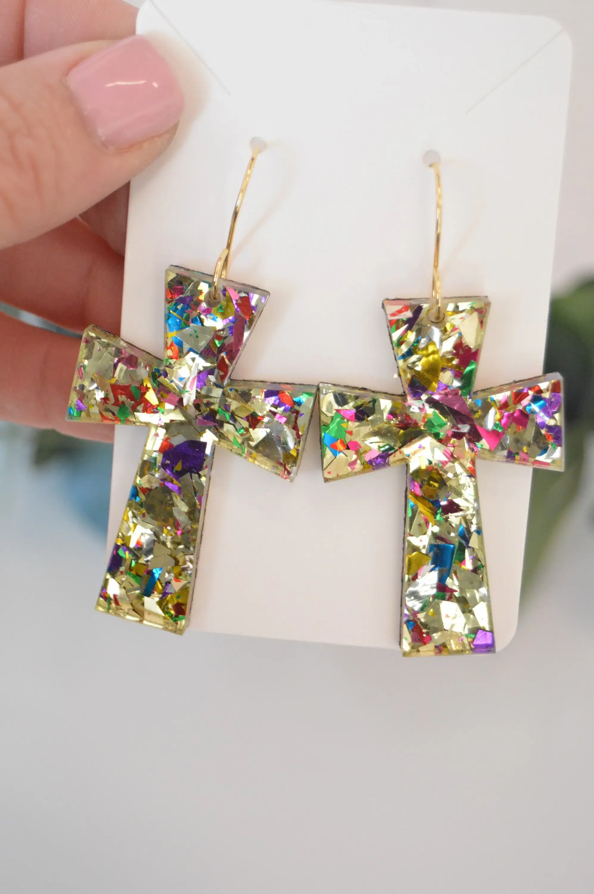 The Adorned Fox – wholesale Dangle earrings – Germanic Cross Confetti Earrings, Gold Confetti Earrings4