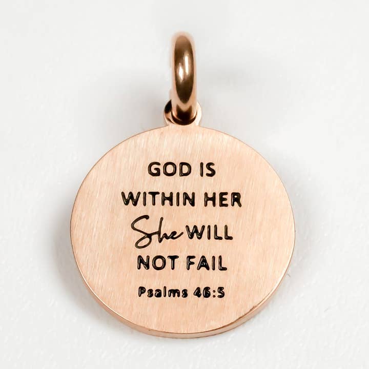 God Is Within Her She Will Not Fail Charm for wholesale by The Inspiration Company
