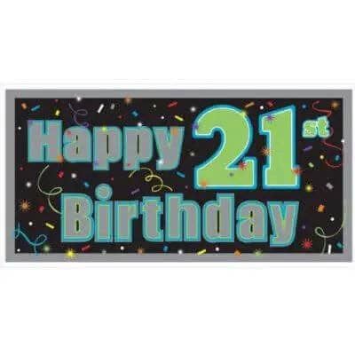 Party Expo, LLC - Wholesale Party Sign/Banner - 21st Brilliant Birthday Banner Large Horizontal