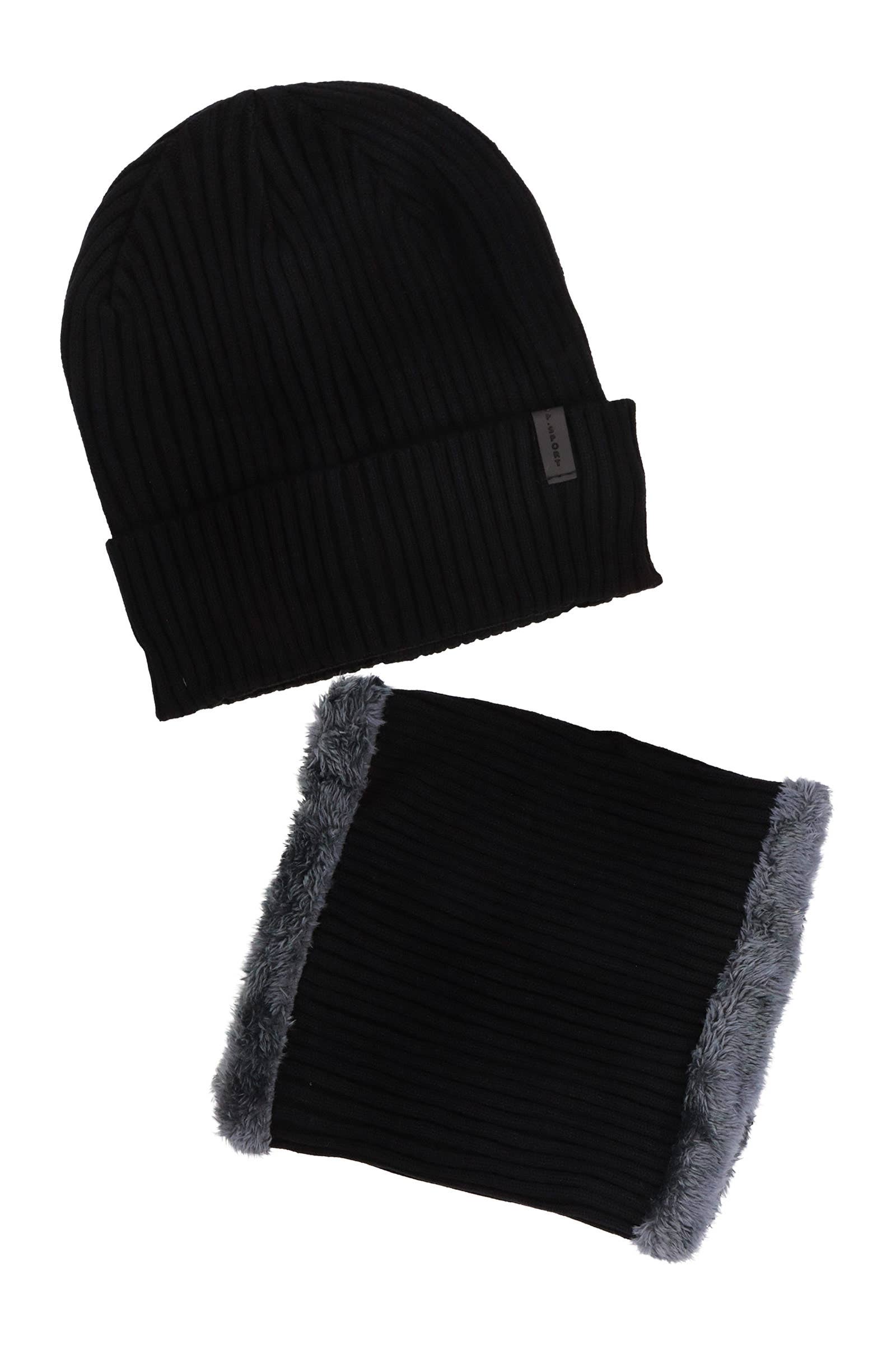 ASSORTED 2-piece Sports Ribbed Knitted Fur Beanie Scarf for wholesale on Faire1