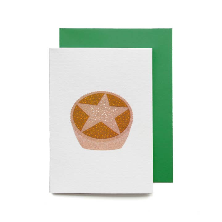 Bobbie Print - Wholesale Christmas card - Jolly Festive Mince Pie Foodie Mini Christmas Greeting Card2