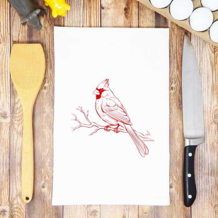 Green Bee Tea Towels - Wholesale Tea Towel - Cardinal Bird Kitchen Towel | Tea Towels | Bird Dish Towels5
