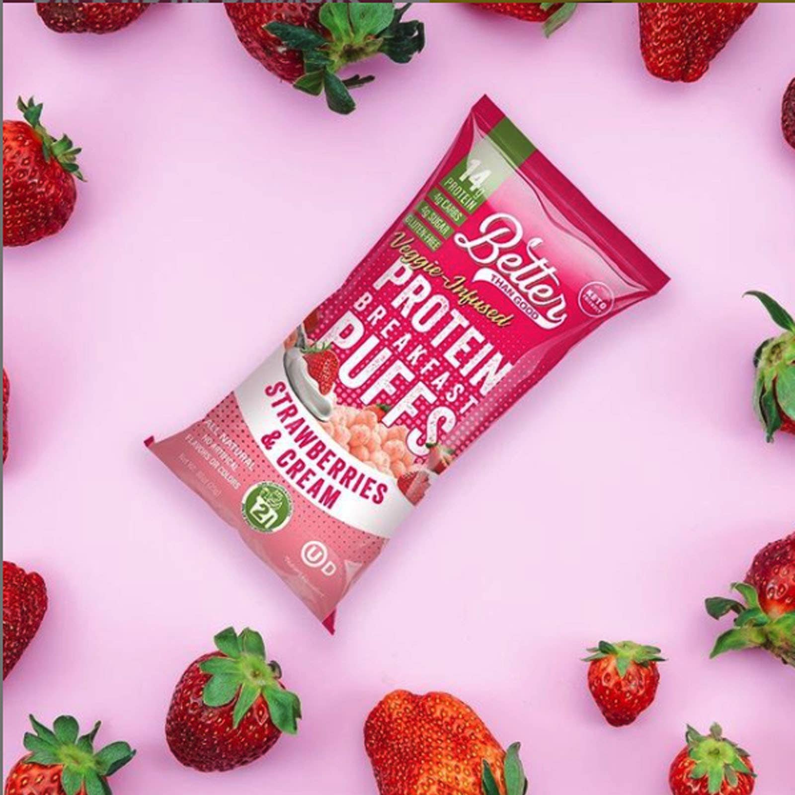 Better Than Good Foods - Wholesale Puffed Snack - BTG Keto Protein Puffs - 8pk  Strawberries & Cream1