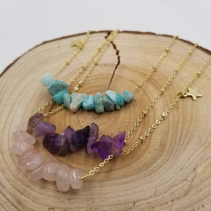 CHAKRA JEWELRY - Wholesale Pendant/Charm Necklace - Gravel Pendant Natural Stone Necklace