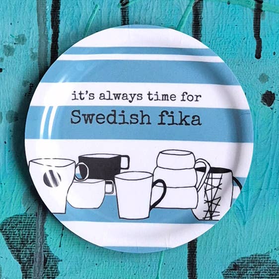 coaster/minitray SWEDISH FIKA blue 11 cm for wholesale by erika tubbin