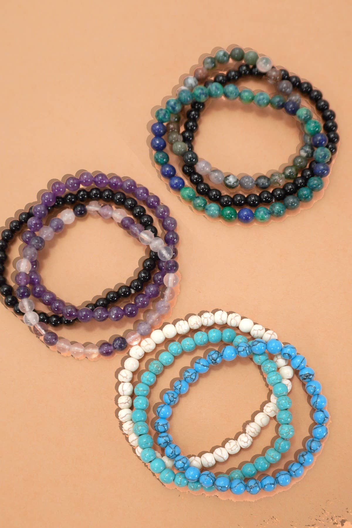 JOSSLYN by wall to wall - Wholesale Beaded Bracelet - NATURAL STONE SEMI PRECIOUS STONE BEAD BRACELET | 40B51333
