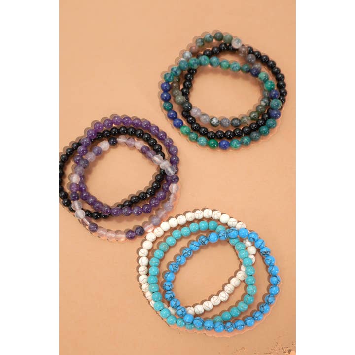 JOSSLYN by wall to wall - Wholesale Beaded Bracelet - NATURAL STONE SEMI PRECIOUS STONE BEAD BRACELET | 40B51333