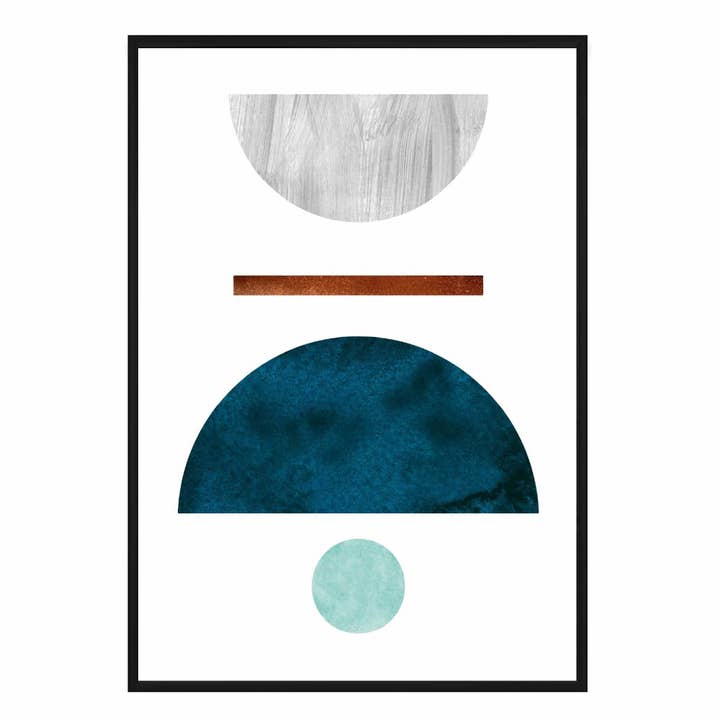 Geometric Abstract Teal, Aqua and Copper No 4 for wholesale by Artze Wall Art