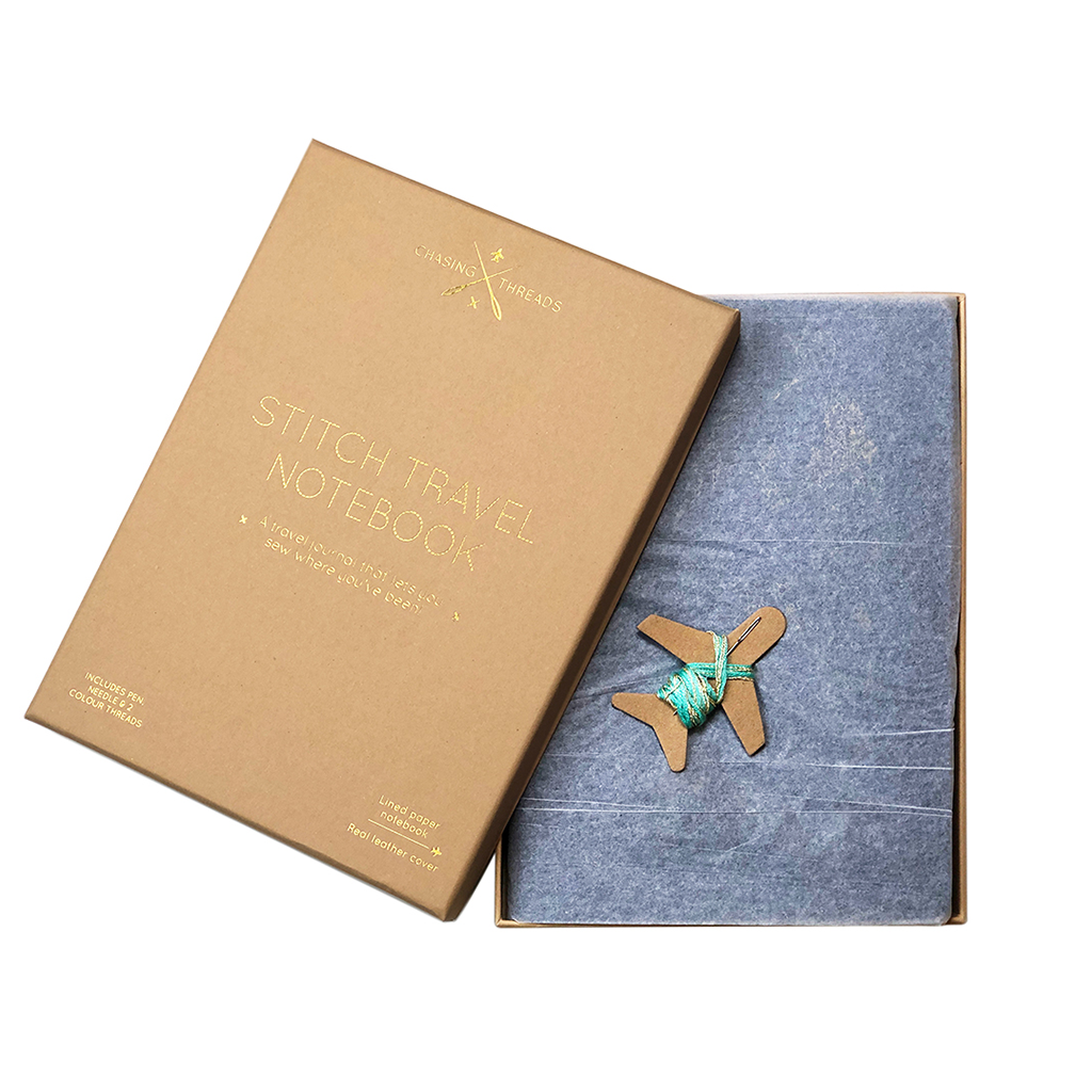Chasing Threads - Wholesale Journal/Diary - Stitch Your Travels Map Notebook Kit - Navy Leather22