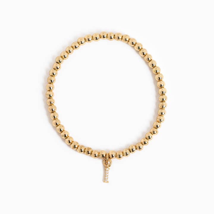 Sessori - Wholesale Charm/Dangle Bracelet - CZ Pave Letter Initial Stretch Bracelet7