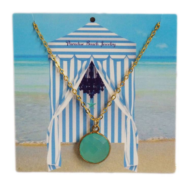 Aqua Chalcedony Gemstone Necklace for wholesale by PARADISE BEACH COMPANY