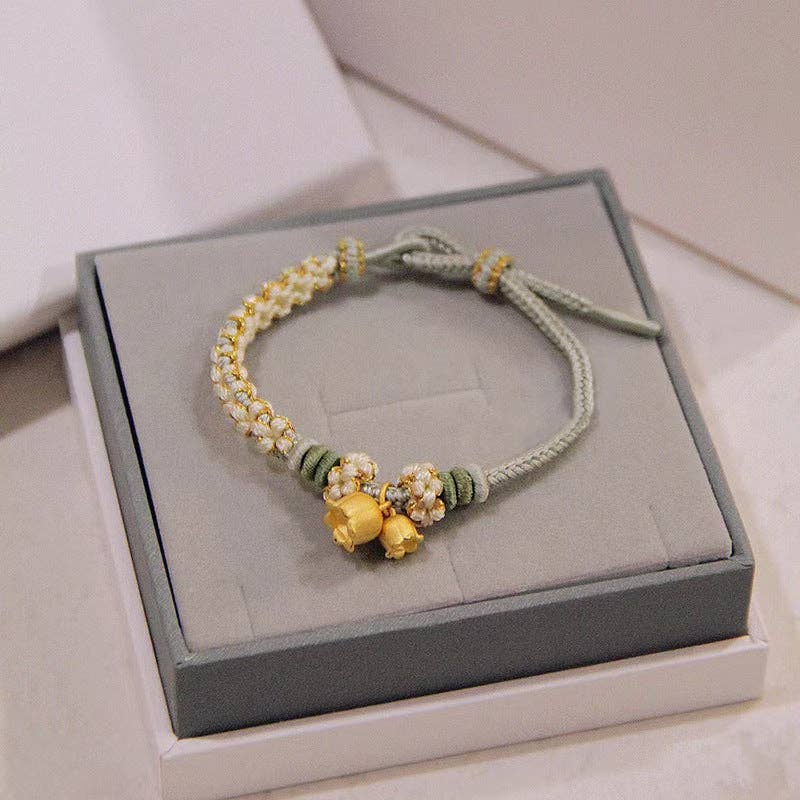 Beige Pulsera Trenzada Flores Convallariae B3850 de venta al por mayor en Faire0
