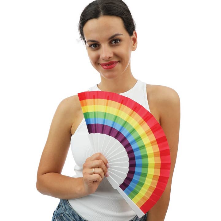P'tit Clown - Wholesale Handheld Folding Fan - Rainbow Fan0