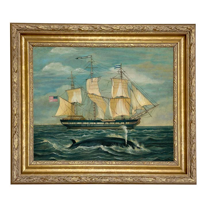 Madison Bay Co. - Historical Home Decor Reproductions - Wholesale Painting/drawing - American Whaling Ship with Sperm Whale Vintage Painting Print13