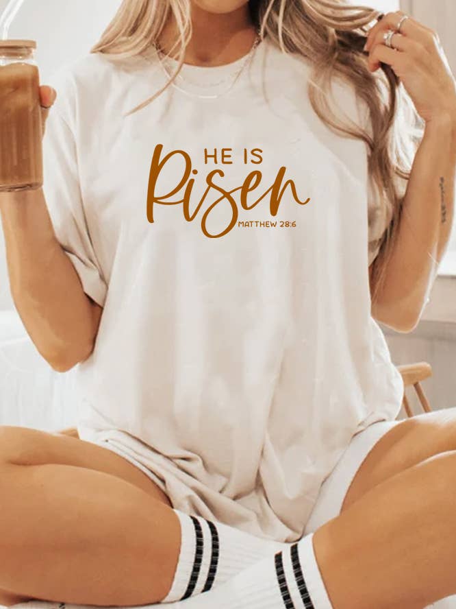 He is Risen Matthew 28 6 Unisex Round Neck Tee for wholesale by Top Avenue