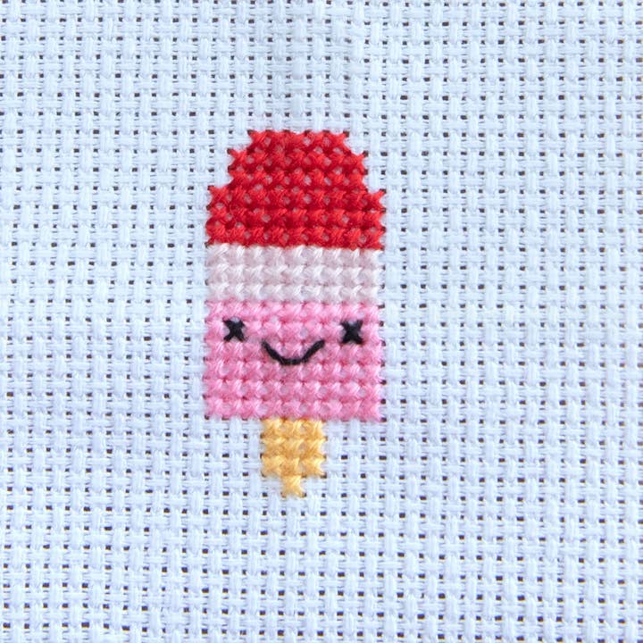 Marvling Bros Ltd - Wholesale Embroidery/Cross Stitch Supplies - Kawaii Ice Lolly Mini Cross Stitch Kit In A Matchbox