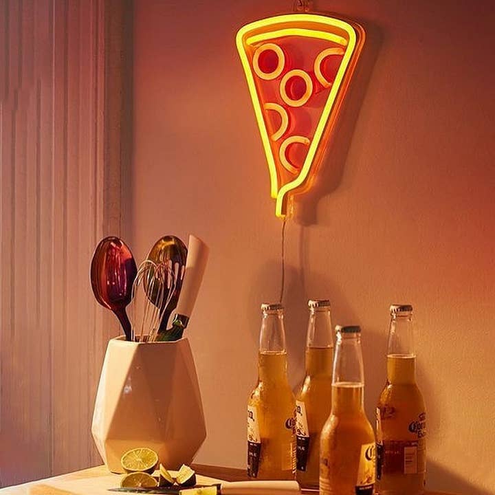 Placas de néon Pizza Slice, Luzes de Néon, Placas de Néon LED para Quarto por atacado de Aoos Custom