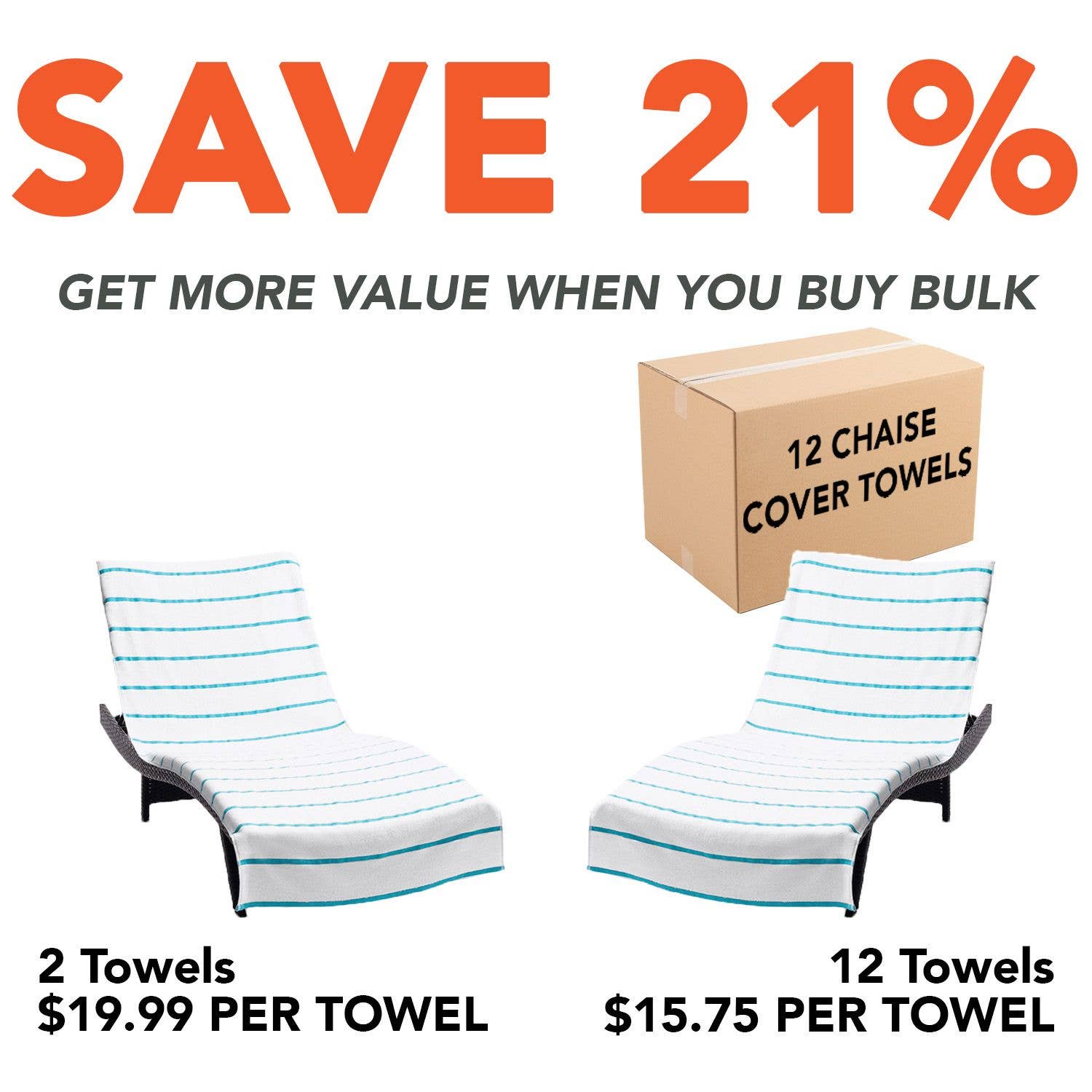 Arkwright Home - Wholesale Beach Towel - 2 Pack of Chaise Lounge Chair Towels, Fitted Pocket9