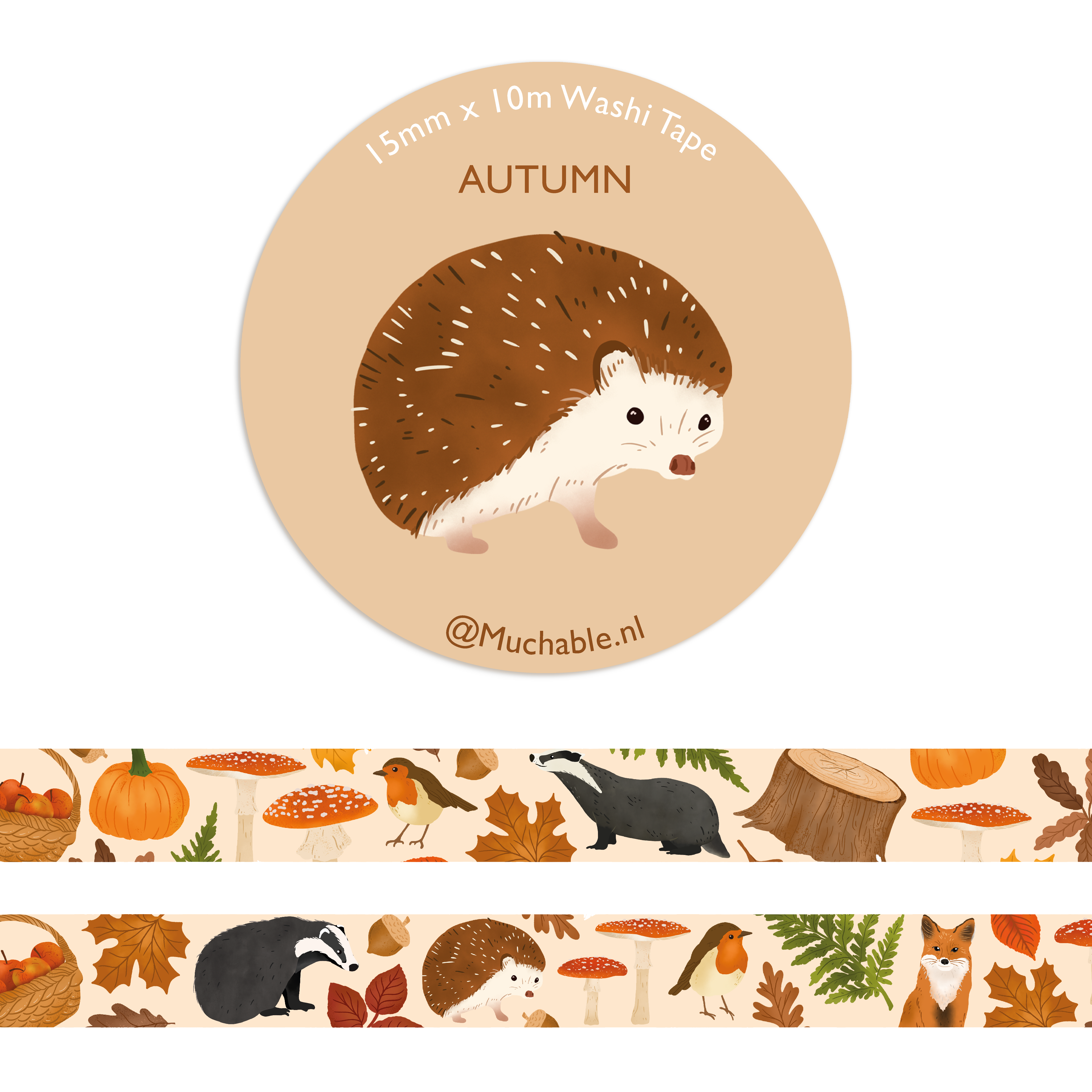 Muchable - Wholesale Washi Tape - Washitape - autumn animals, leaves fall0