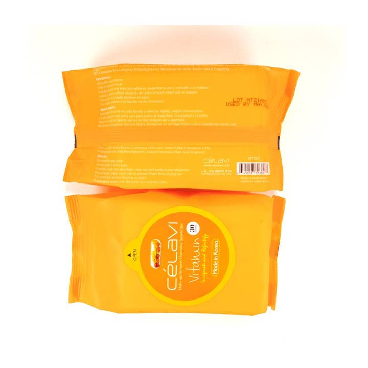 PINEAPPLE Beauty - Wholesale Face & Body Wipes - Celavi MT007 Vitamin Makeup Cleansing Towelette - 6pc4