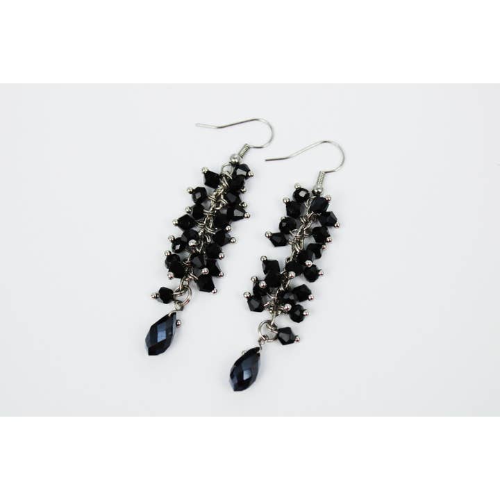 Ninolia - Wholesale Dangle Earrings - Black Drop Earrings Black Stone Cluster Earrings Gemstone Statement Jewelry