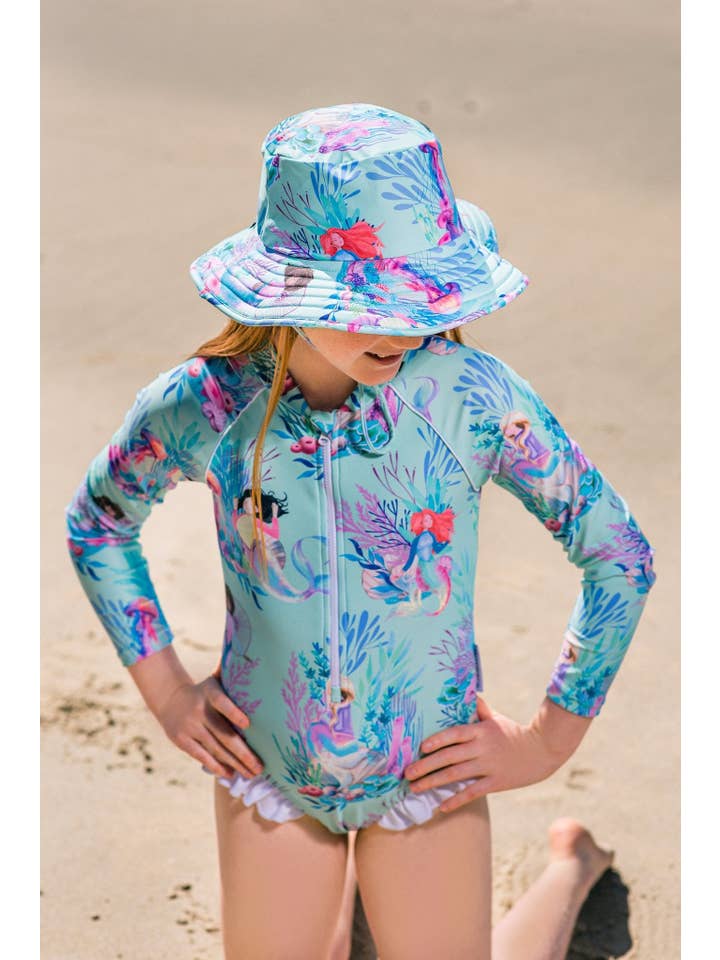 Tribe Tropical - Wholesale Swim cap – Kids & Baby - Wide Brim Swim Hat - Mermaid Waters