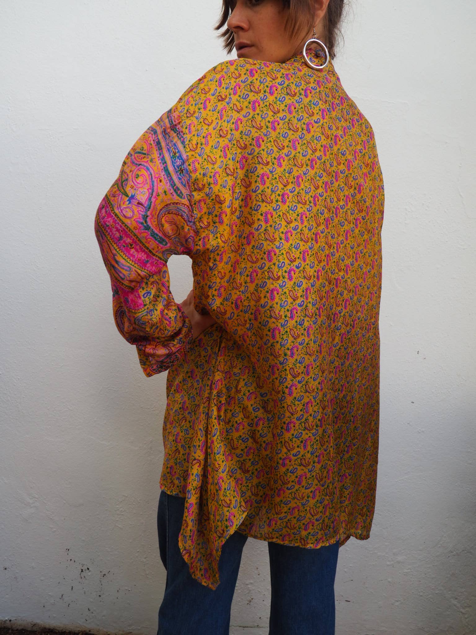 Vagabond Ibiza - Wholesale Button Down Shirt - Women's - The Lucy Long Floaty Shirt Re-cycled sari fabric10