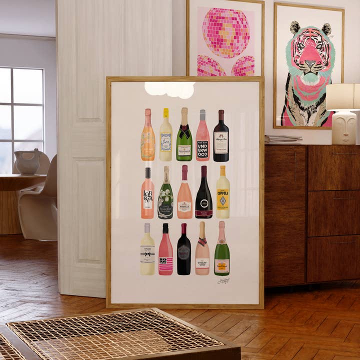 Lindsey Kay Collective - Wholesale Art Print - Wine and Chamapagne Bottles Illustration - Art Print6