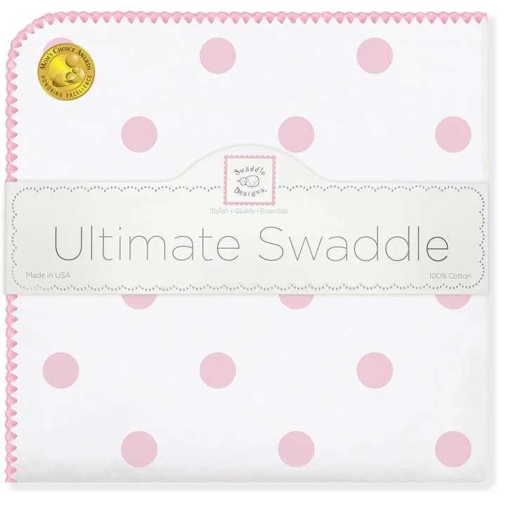 Ultimate Swaddle-deken - Big Dots, roze voor wholesale door SwaddleDesigns