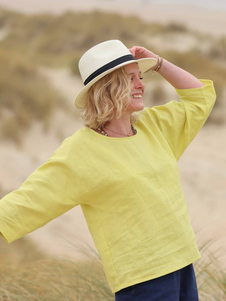 Yumi bluse - lyse gule hør for engroshandel hos Quintessence