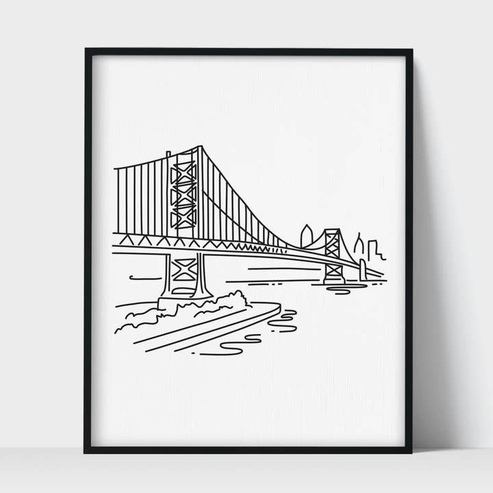 Landmark Philadelphia Ben Franklin Bridge Unframed Art Print for wholesale by Scenic Route Shop
