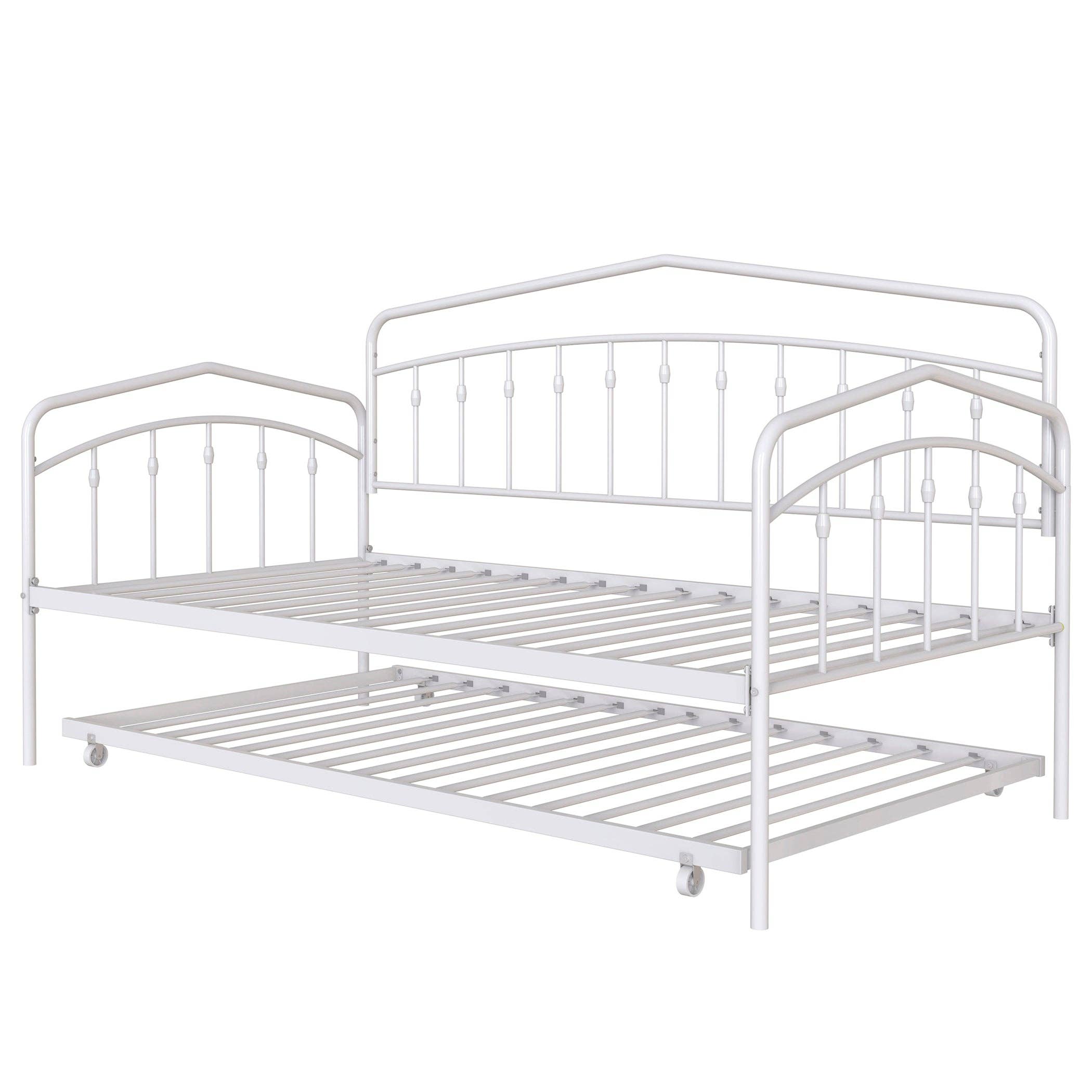 Orange County Decor - Wholesale Bed - Kids & Baby - Fox Twin Daybed With Twin Trundle, White Box Spring Not Required Twin White Metal Bedroom Daybeds Metal12