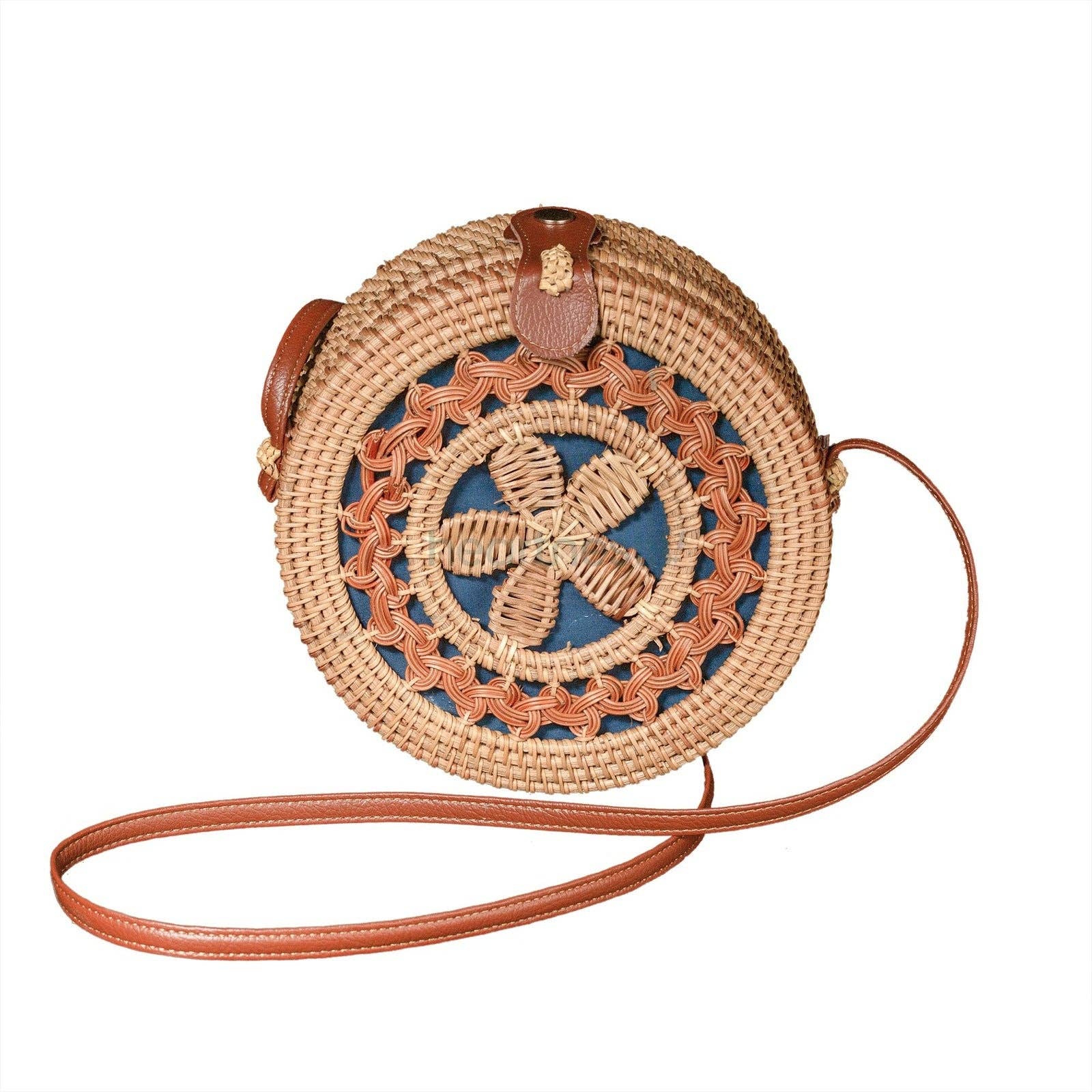 Happy Lily Women Handwoven Round Rattan Bag, Round Woven Straw Bag, Round  Purse, Circle Tropical Beach Crossbody Bag