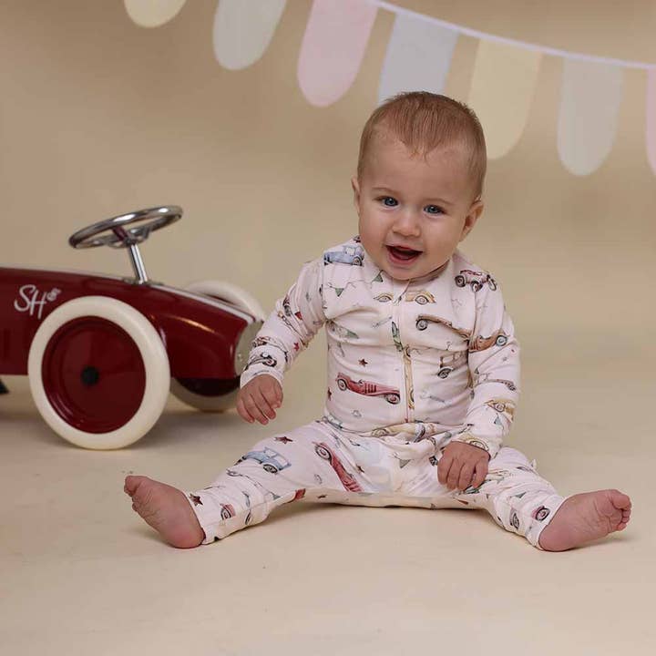 Snuggle Hunny - Wholesale Jumpsuit – Baby - Vintage Cars Organic Snugglesuit Convertible Romper6