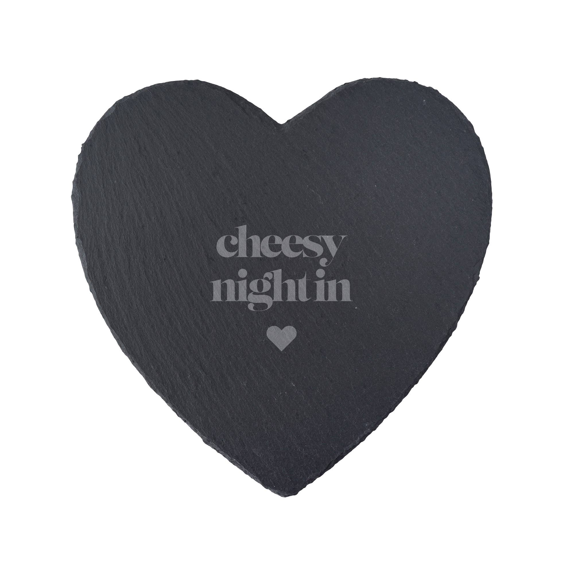 CGB Giftware – wholesale Cheese board – Heart Slate Cheeseboard - 'Cheesy Night In'1