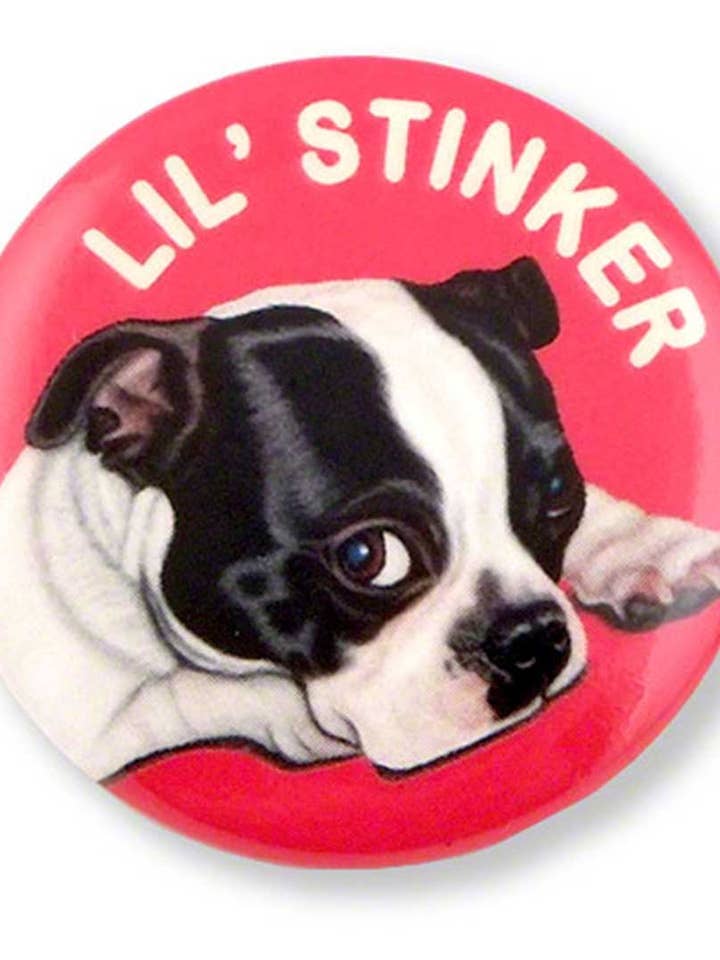 Lot de 10 badges épinglettes Boston Terrier Lil' Stinker pour la vente par Retro Pets