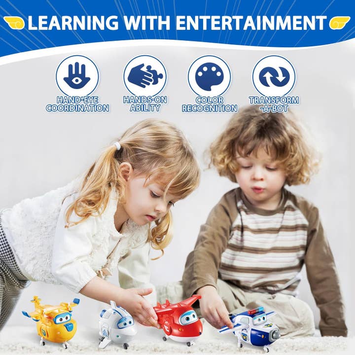 Alpha Toys - Wholesale Toy Plane - Kids - Super Wings 5" Transformers Toys 4-Pack Action Figure Robot3