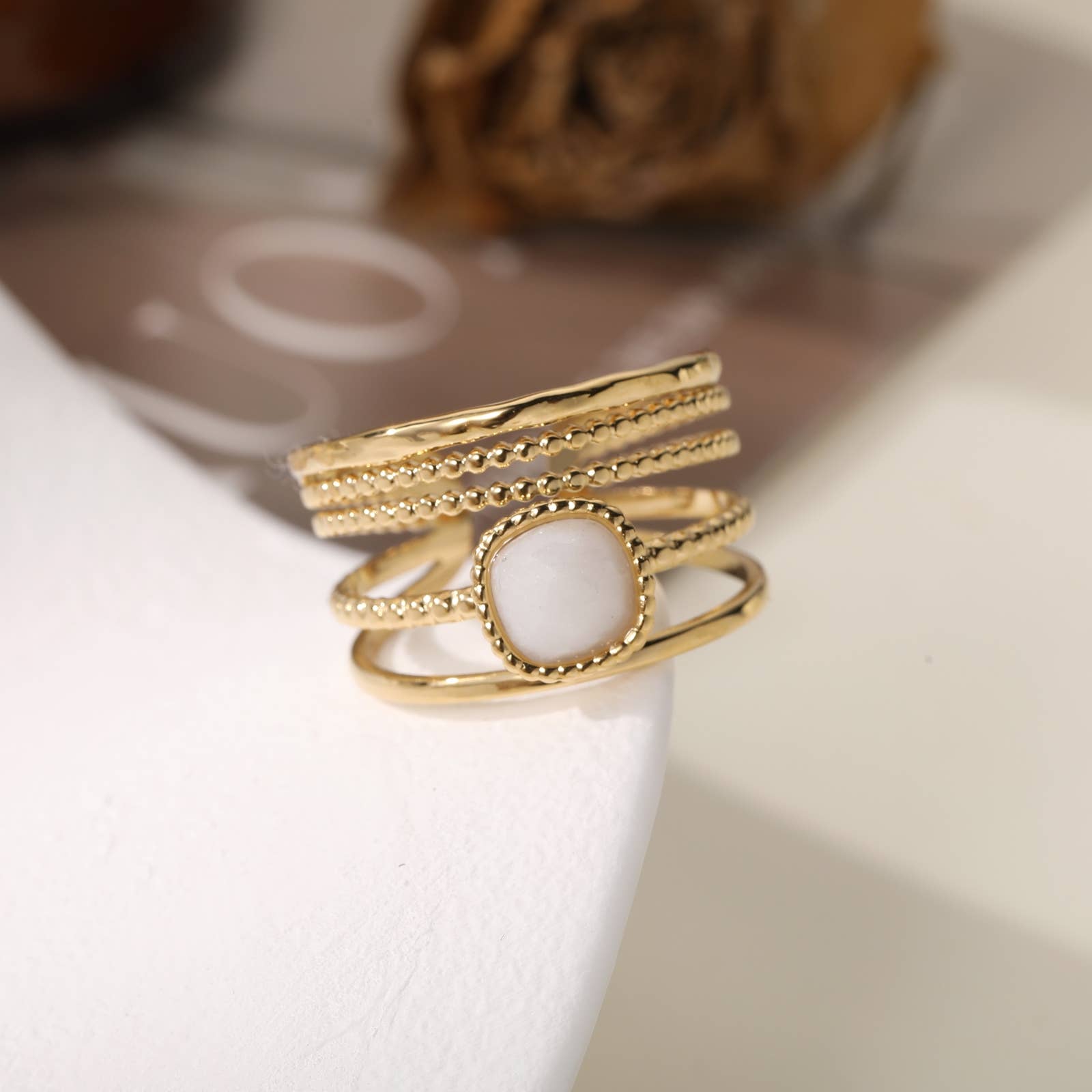 Lovelika - Wholesale Chain Ring - Bohemian stone ring - Lauren2