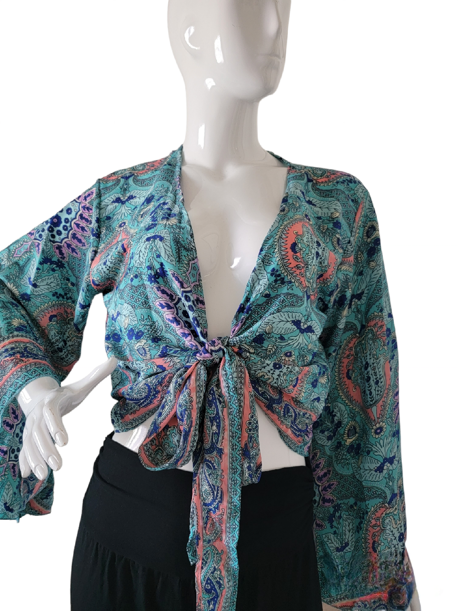 Evergreen Guardian Imports – wholesale Blouse – Women’s – TSTT-66 Long Sleeves Front Tie Top2