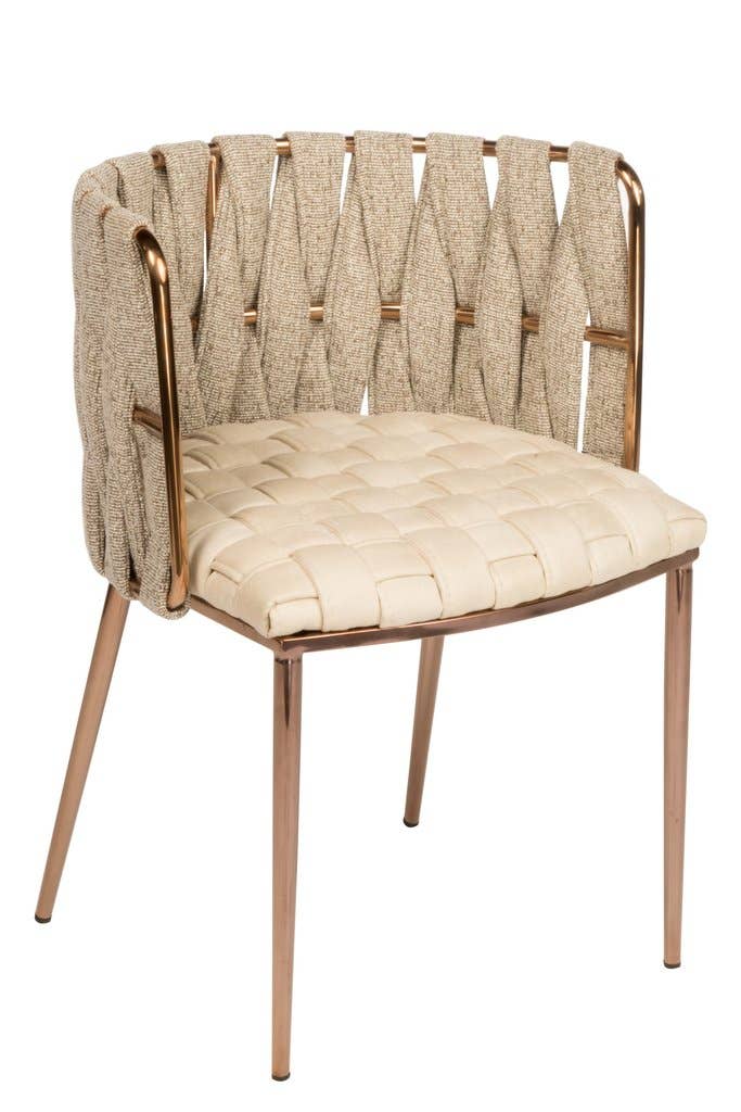 Statements by J - Wholesale Chair - Milano Dining Chair in Off White with Gold Legs0