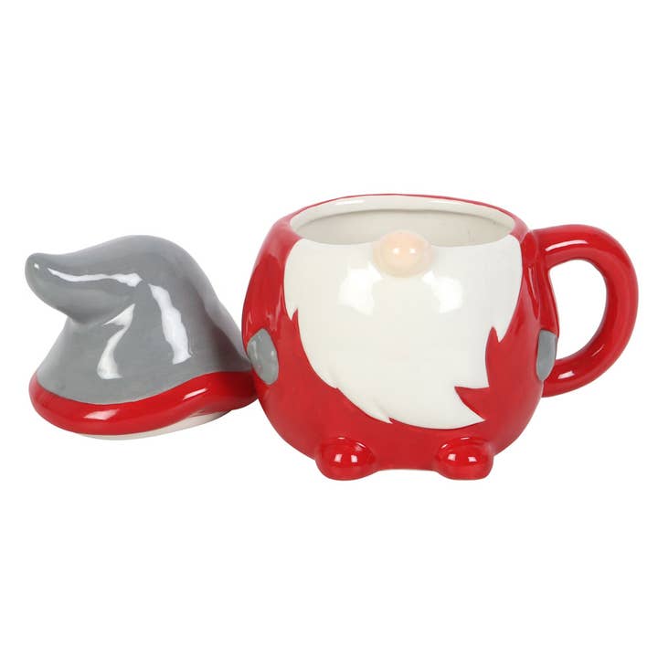 Something Different Wholesale - Wholesale Coffee Mug - Red and Grey Christmas Gonk Lidded Mug