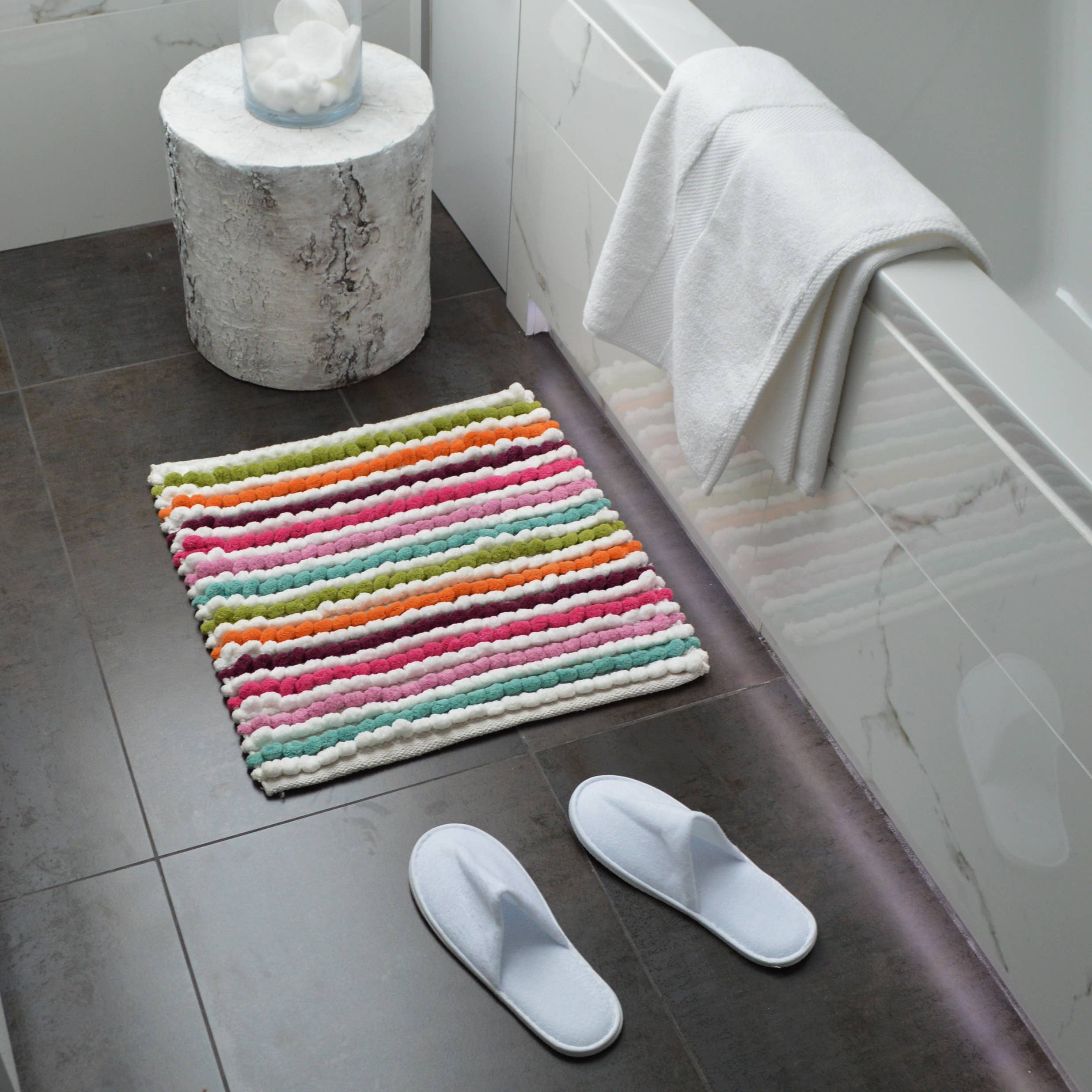 Allure Bath Fashions - Wholesale Bath Mat - Striped Chunky Bobble Shower Mat - Luxury Square Bath Mat15