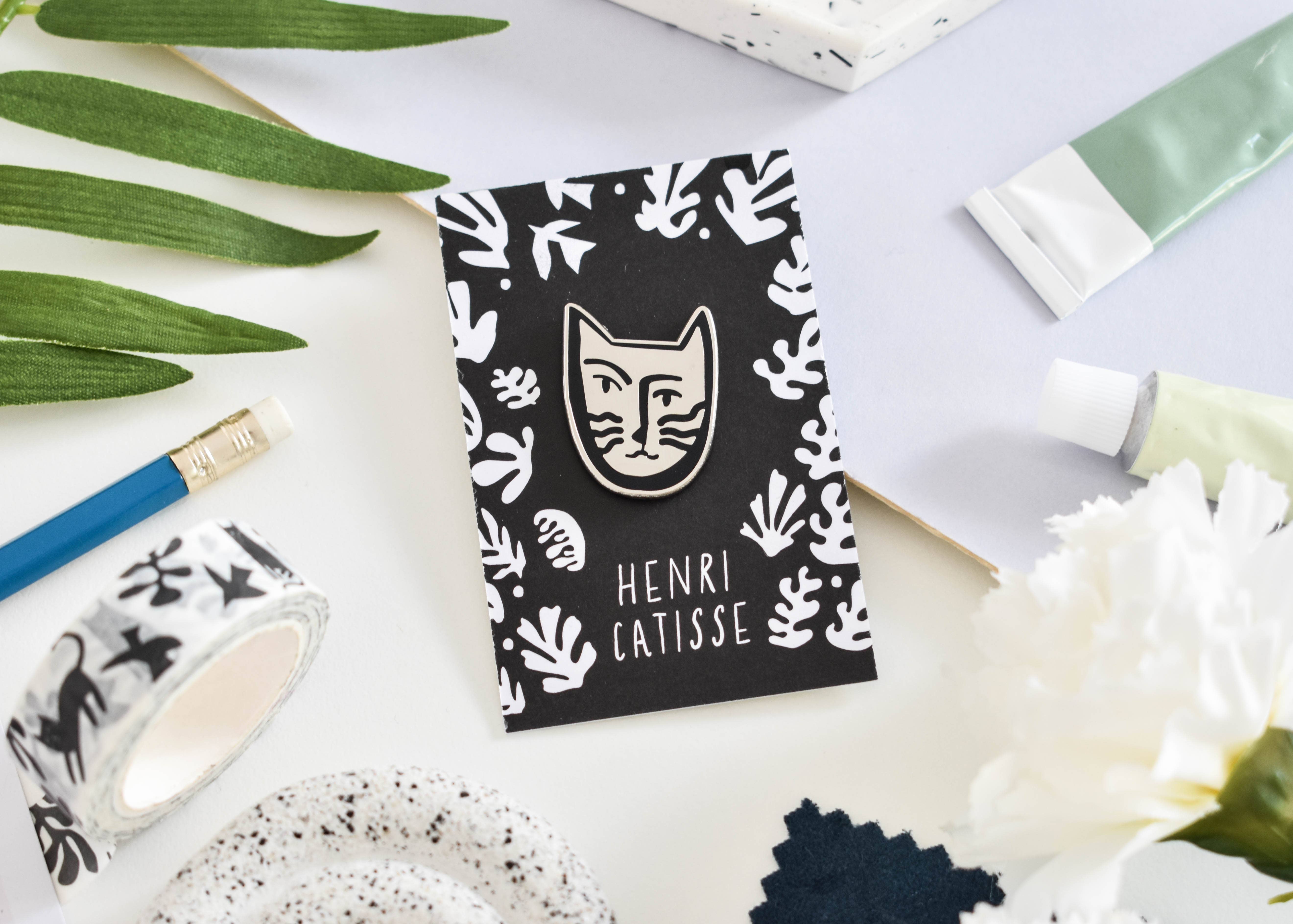 Niaski - Feline Fine Art (USA DUTIES PAID) - Vente Épinglettes/boutons - Henri Catisse Épingle d'Artiste Chat3