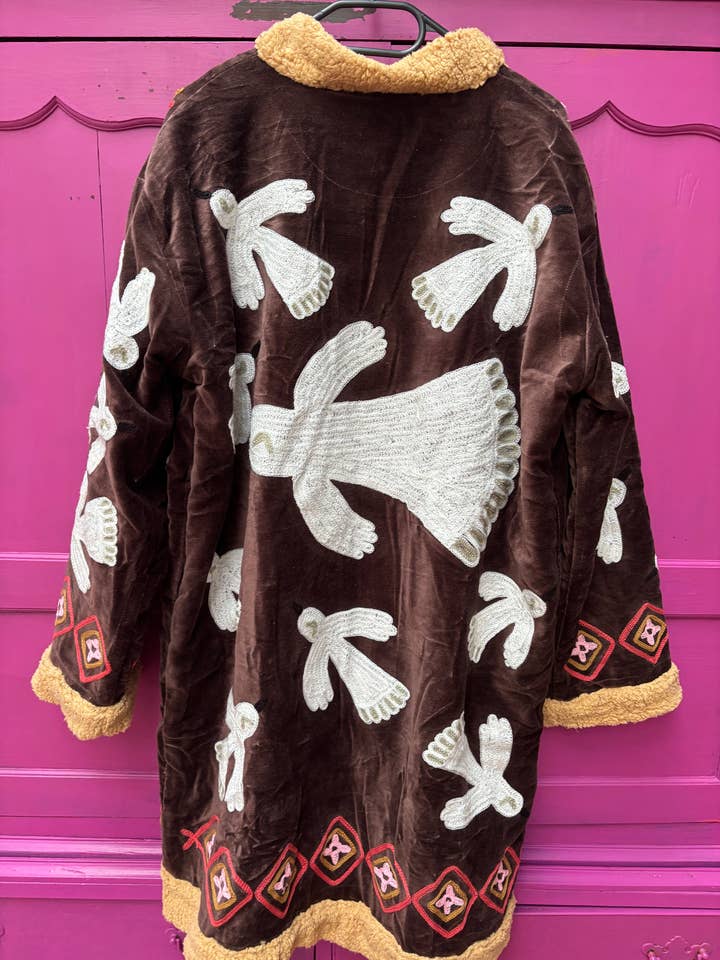 Abrigo de terciopelo con ositos de peluche y pájaros para venta al por mayor de ToutVintage